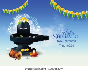 Illustration Of lord shiva shivling, lingam for Happy Maha Shivratri with trishul background