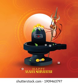 Illustration Of lord shiva shivling, lingam for Happy Maha Shivratri with trishul background