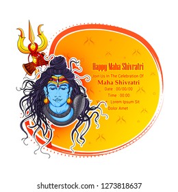 illustration of Lord Shiva, Shivratri with message  hindi calligraphy Shiva. 