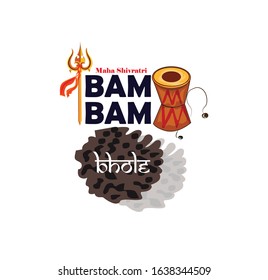 illustration of Lord Shiva, Shivratri with message Bam Bam Bhole