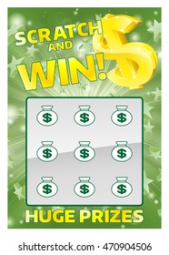 An illustration of a lottery scratchcard instant scratch and win 