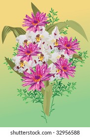 illustration with lotus bouquet on light background