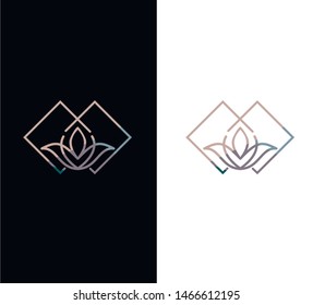 Illustration of lotus flower in abstract way with ornament path elements