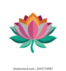 Illustration of a lotus flower with white background, vector