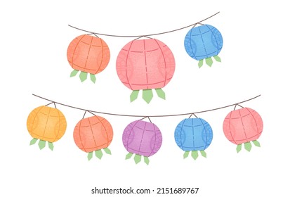 Illustration of a lotus lantern isolated on a white background. Buddha's birthday decoration.