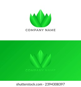 ILLUSTRATION LOTUS LEAF GRADIENT GREEN COLOR SIMPLE LOGO ICON TEMPLATE DESIGN VECTOR