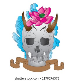 illustration lotus skull 