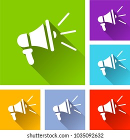 Illustration of loudspeaker icons with long shadow