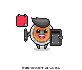 Illustration of loudspeaker mascot as a graphic designer , cute style design for t shirt, sticker, logo element