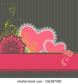 illustration of love background with lace pattern heart and flower