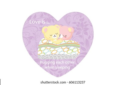 illustration of love bear couple – in Bedroom