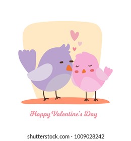 Illustration of Love Birds. Happy Valentine's Day.