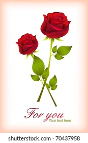 illustration of love card with rose on white background