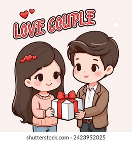 illustration of love couple cartoon characters
