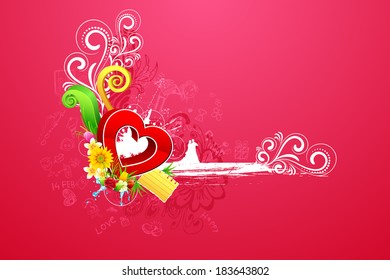 illustration of love couple on abstract valentine background