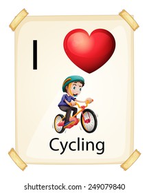 Illustration of I love cycling sign