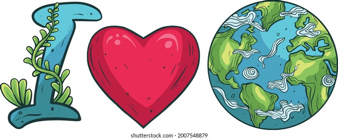 illustration I love the earth for your needs