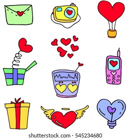 Illustration of love element doodles