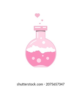 Ilustración de un elixir de amor, poción de amor, por el día de los amantes.