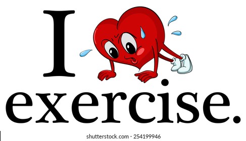 Illustration of I love exercise sign 