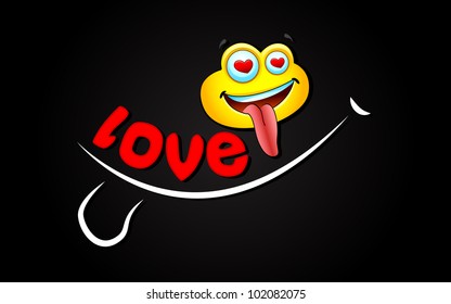 illustration of love expression with smiley on abstract background