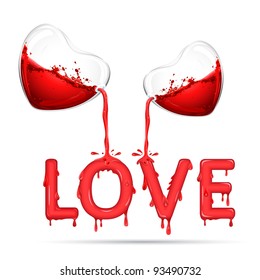 illustration of love formed by liquid pouring from heart
