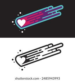 Illustration love galaxy comet vector art 