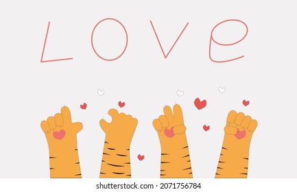Illustration of a love gesture with tiger paws