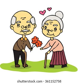 Illustration of love grandpa to his soul mate