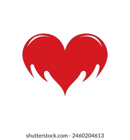 Illustration of love and hand  logo vector flat design