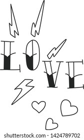 illustration of love handwriting design