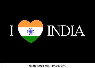 illustration of i love india with heart shape indian flag on black background for independence day, republic day and for the nation of india vector.