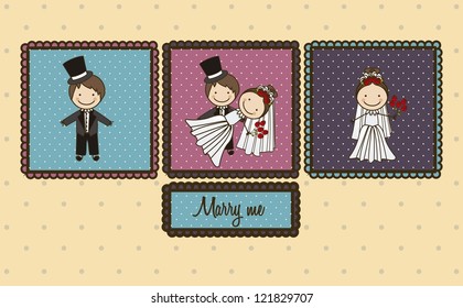 Illustration of love marriage, with love icons, vector illustration