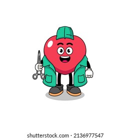 Illustration of love mascot as a surgeon , character design