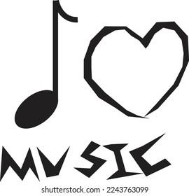 Illustration of I love music logo