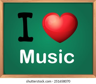 Illustration of I love music sign