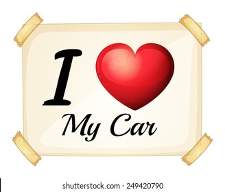 Illustration Of I Love My Car Banner