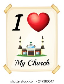 Illustration of I love my church sign