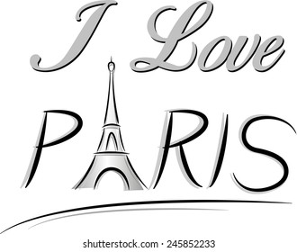 illustration of love paris with eiffel tower