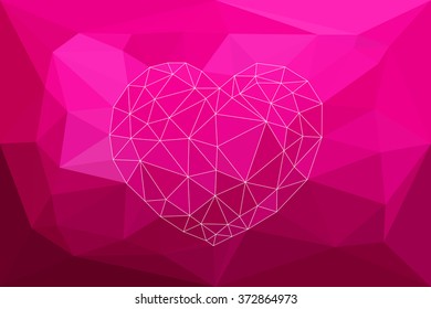 The illustration Love Pink color and Heart polygon Background design.