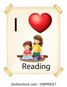 Illustration of  i love reading sign