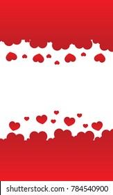 Illustration of love.The Red frame made by red heart from top and bottom.