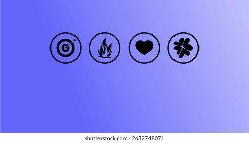 Illustration of love relationship, target symbol, burning love, quarrel, anger in one background
