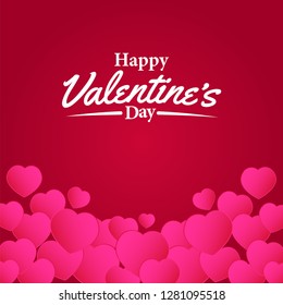 illustration love romance for valentine's day with red hearth shape and red background. banner poster template.