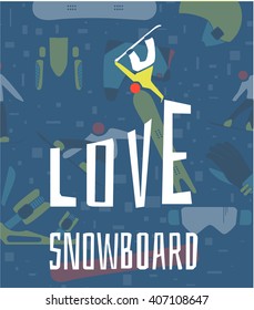 Illustration Love snowboard