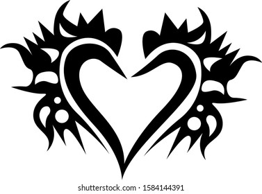 Graphic Silhouette Illustration Butterfly Against Heart Stock Vector ...