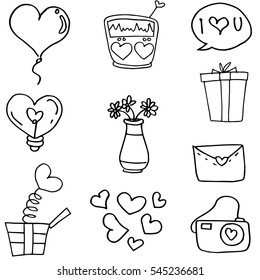 Illustration of love theme doodles