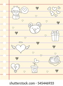 Illustration of love theme paper with hand draw