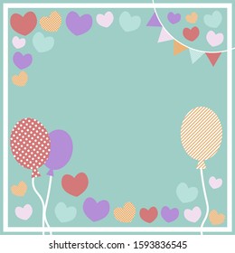 illustration of love and valentine day with heart baloon, gift and clouds. Paper cut style. Vector illustration