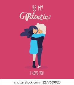 Illustration of love and valentine day. Modern flat design isometric concept of 14 february,Top view of happy young couple, cute vector drawn card, lesbian